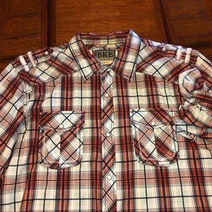 BKE blue/orange plaid shirt casual Buckle XL
